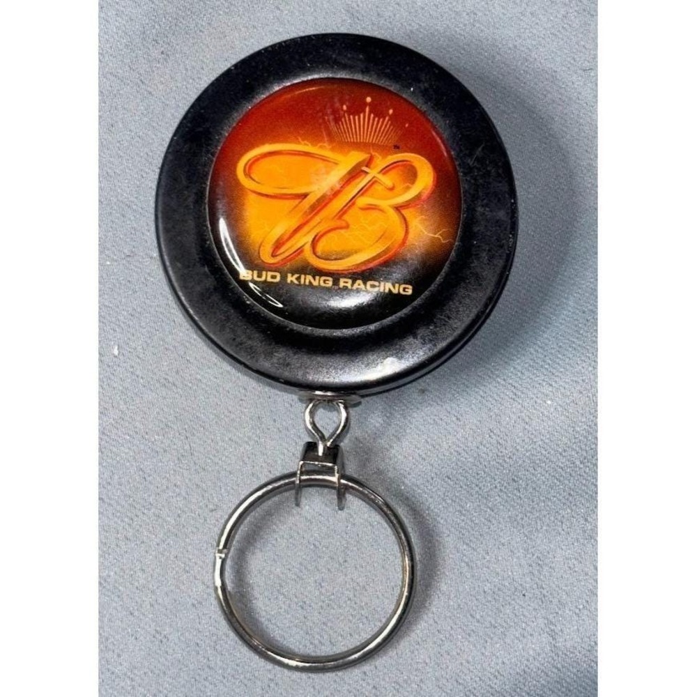 Vintage Budweiser Bud King Racing Retractable Keychain NASCAR Collectible